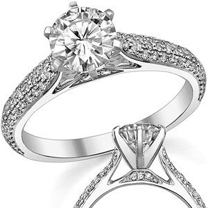 Moissanite & Diamond Pave Cathedral Engagement Ring, 0.38ct