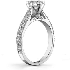 Moissanite & Diamond Pave Cathedral Engagement Ring, 0.38ct