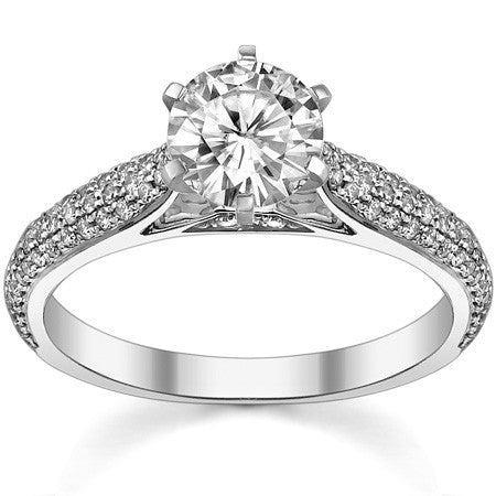 Moissanite & Diamond Pave Cathedral Engagement Ring, 0.38ct