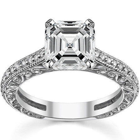 Round Antique Moissanite Engagement Ring, 0.46ct