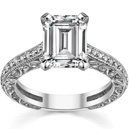 Round Antique Moissanite Engagement Ring, 0.46ct
