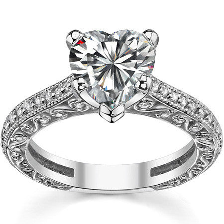 Round Antique Moissanite Engagement Ring, 0.46ct