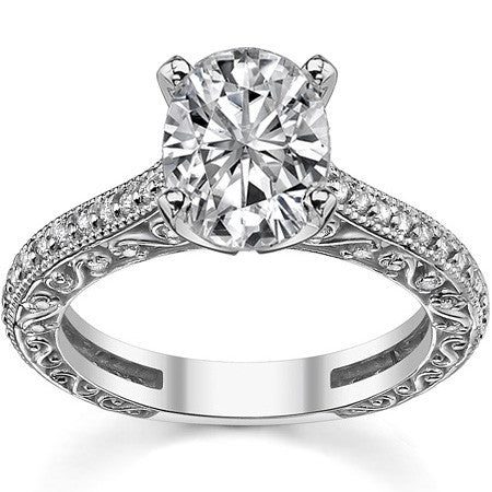 Round Antique Moissanite Engagement Ring, 0.46ct