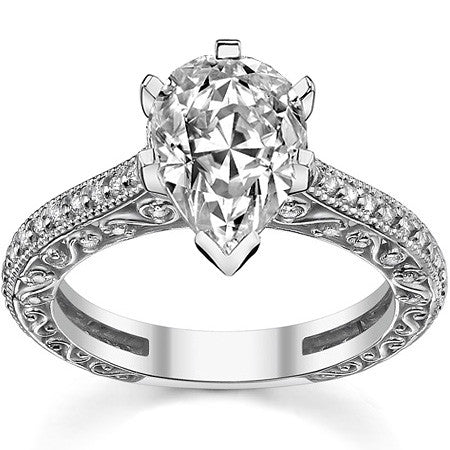 Round Antique Moissanite Engagement Ring, 0.46ct