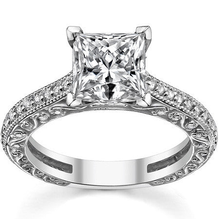 Round Antique Moissanite Engagement Ring, 0.46ct