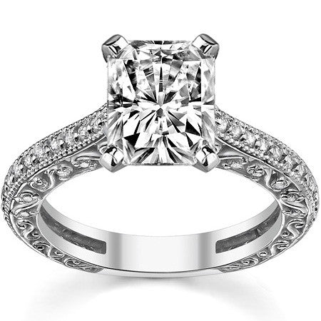 Round Antique Moissanite Engagement Ring, 0.46ct
