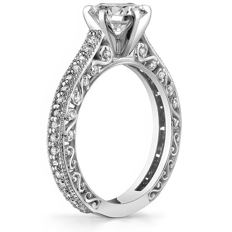 Round Antique Moissanite Engagement Ring, 0.46ct