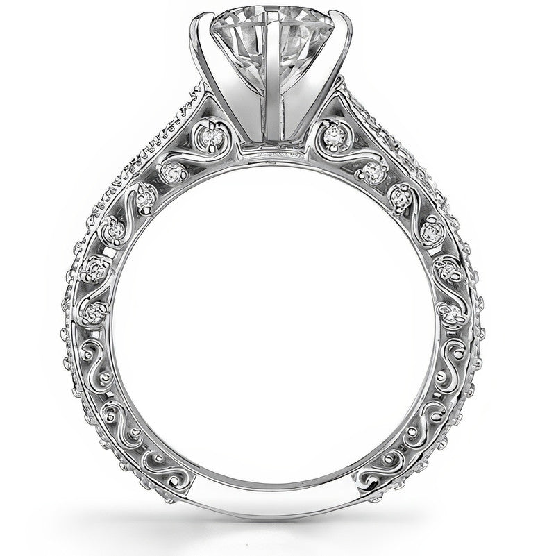 Round Antique Moissanite Engagement Ring, 0.46ct
