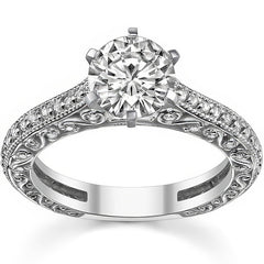 Round Antique Moissanite Engagement Ring, 0.46ct
