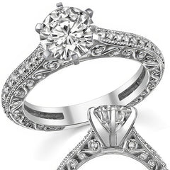 Round Antique Moissanite Engagement Ring, 0.46ct