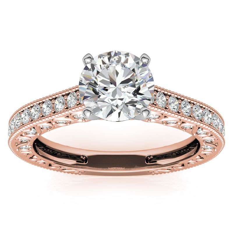 Round Antique Moissanite Engagement Ring, 0.46ct