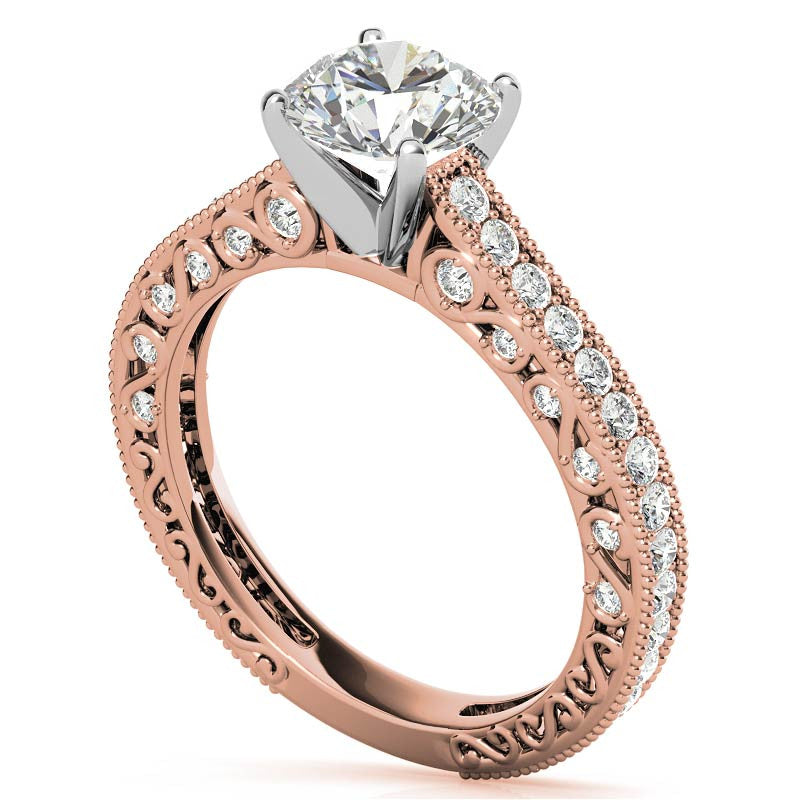 Round Antique Moissanite Engagement Ring, 0.46ct