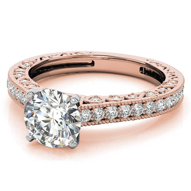 Round Antique Moissanite Engagement Ring, 0.46ct