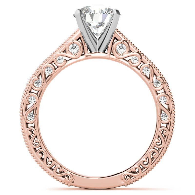 Round Antique Moissanite Engagement Ring, 0.46ct