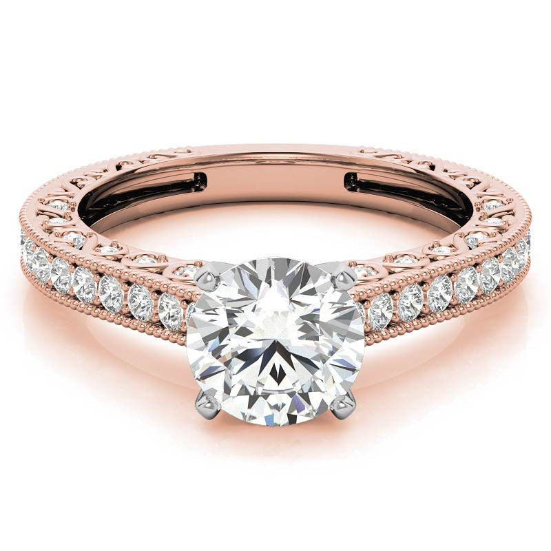 Round Antique Moissanite Engagement Ring, 0.46ct