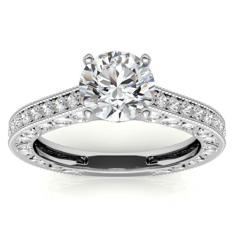 Round Antique Moissanite Engagement Ring, 0.46ct
