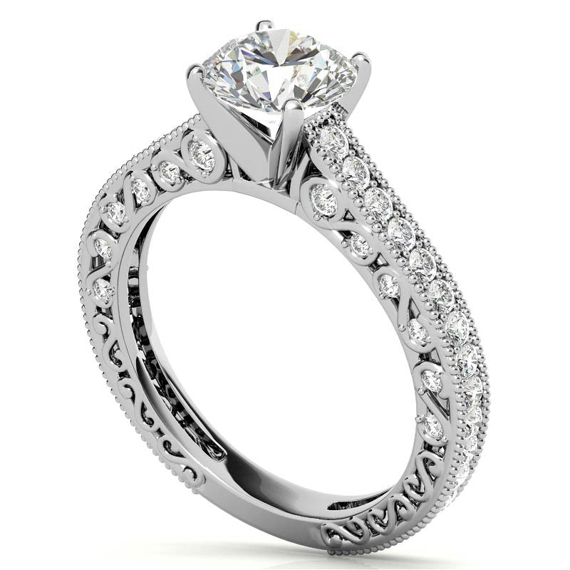 Round Antique Moissanite Engagement Ring, 0.46ct