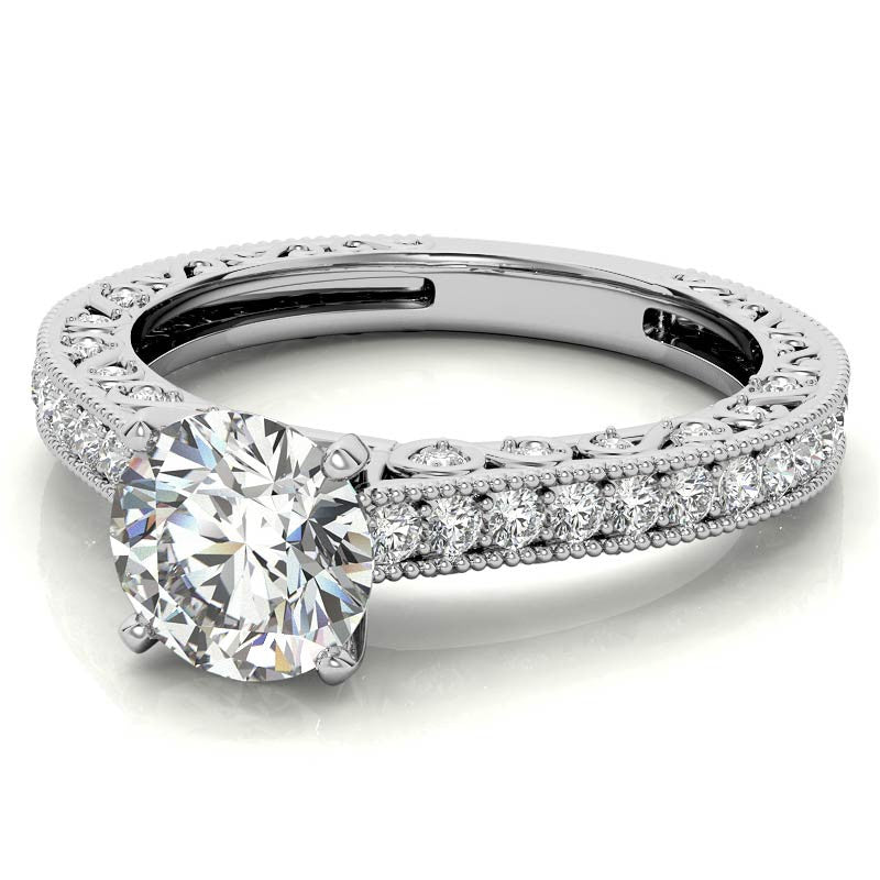 Round Antique Moissanite Engagement Ring, 0.46ct