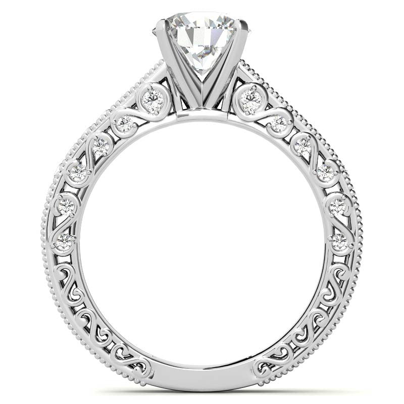 Round Antique Moissanite Engagement Ring, 0.46ct