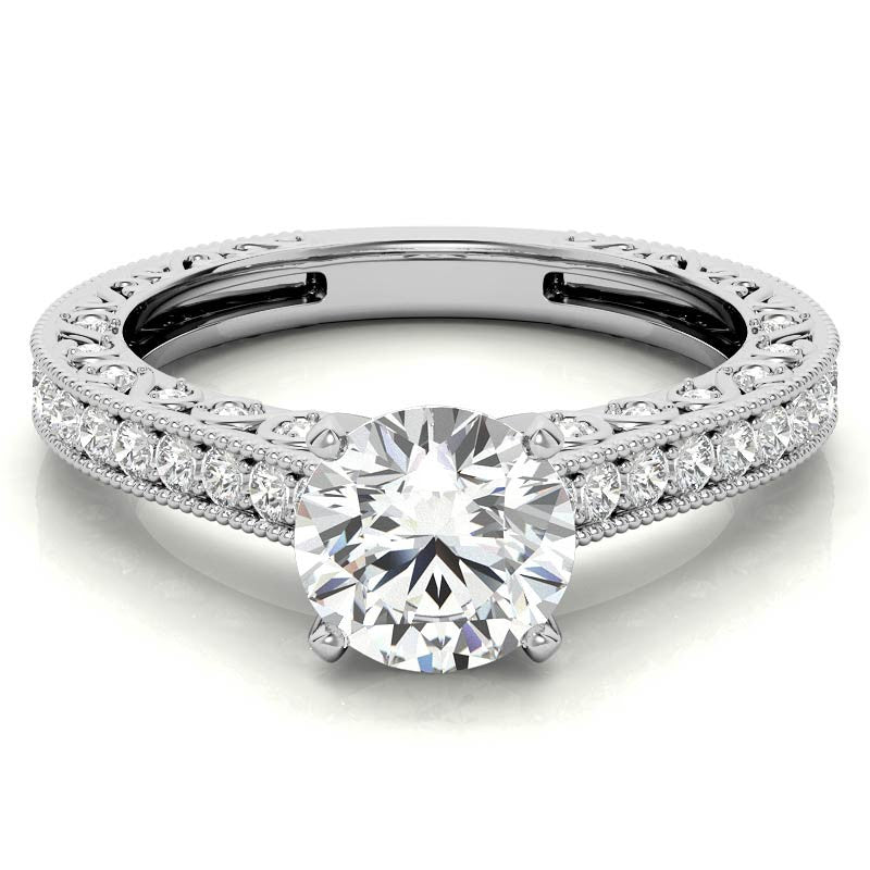 Round Antique Moissanite Engagement Ring, 0.46ct