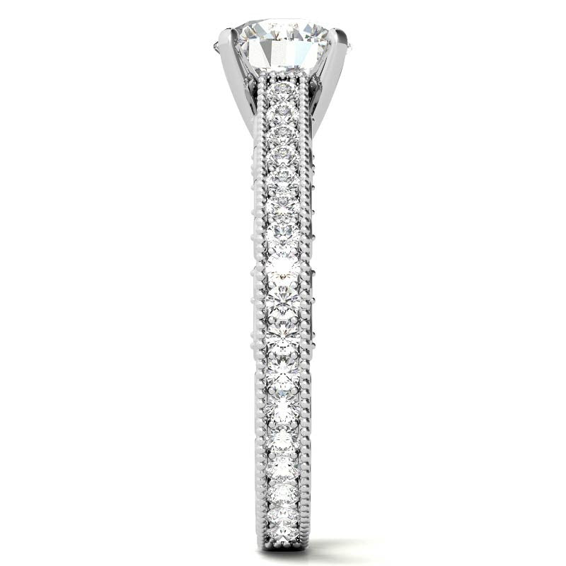Round Antique Moissanite Engagement Ring, 0.46ct