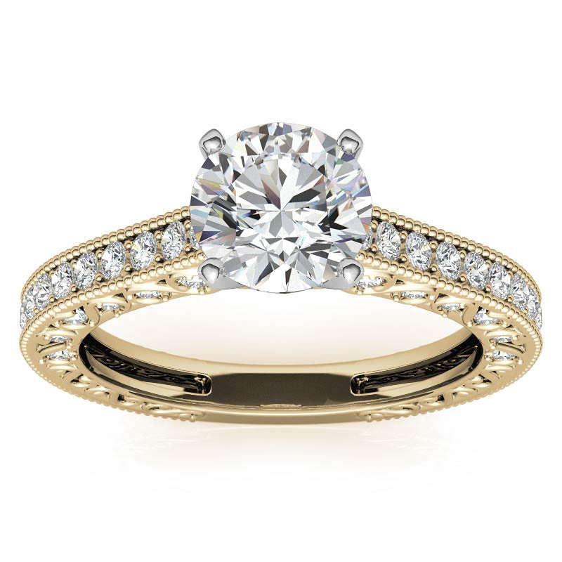 Round Antique Moissanite Engagement Ring, 0.46ct