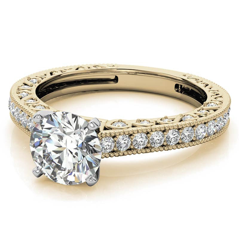 Round Antique Moissanite Engagement Ring, 0.46ct