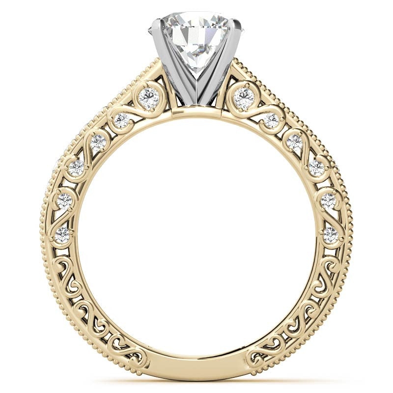 Round Antique Moissanite Engagement Ring, 0.46ct
