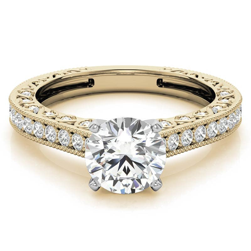 Round Antique Moissanite Engagement Ring, 0.46ct