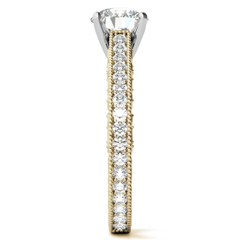 Round Antique Moissanite Engagement Ring, 0.46ct