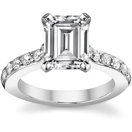 Round Brilliant Moissanite Cathedral Engagement Ring, .84ct