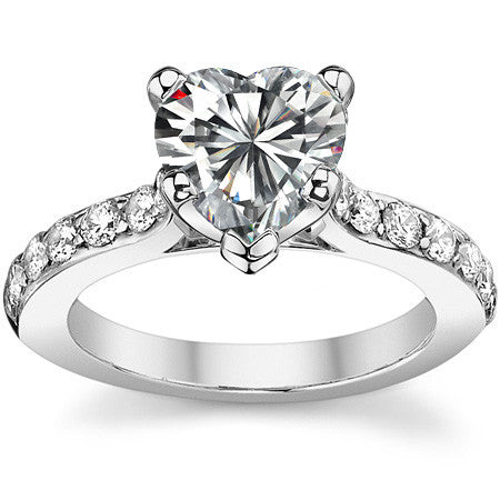 Round Brilliant Moissanite Cathedral Engagement Ring, .84ct