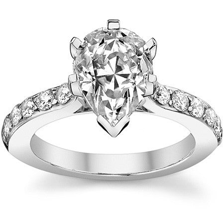 Round Brilliant Moissanite Cathedral Engagement Ring, .84ct