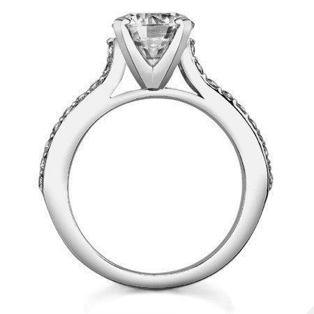 Round Brilliant Moissanite Cathedral Engagement Ring, .84ct