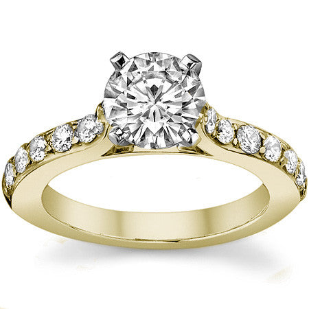 Round Brilliant Moissanite Cathedral Engagement Ring, .84ct