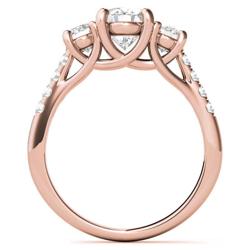 Three-Stone Oval Trellis Moissanite Engagement Ring