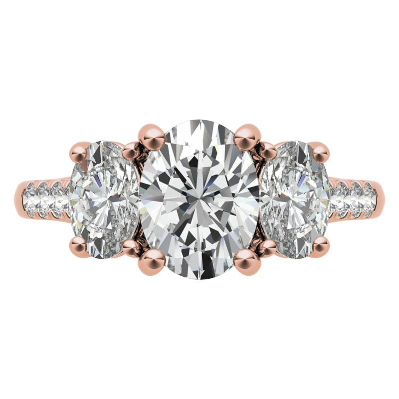 Three-Stone Oval Trellis Moissanite Engagement Ring