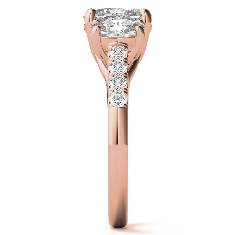 Three-Stone Oval Trellis Moissanite Engagement Ring