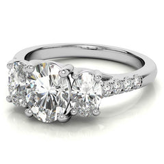 Three-Stone Oval Trellis Moissanite Engagement Ring
