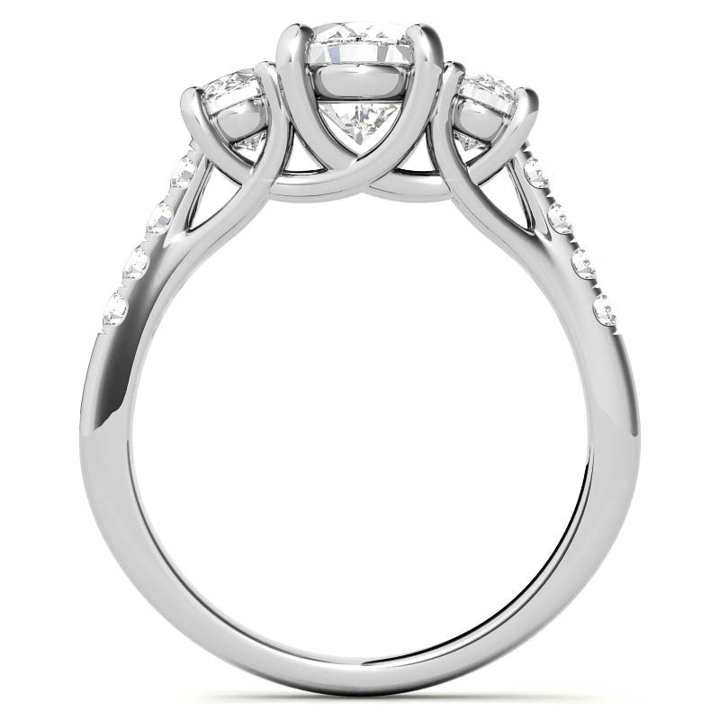 Three-Stone Oval Trellis Moissanite Engagement Ring