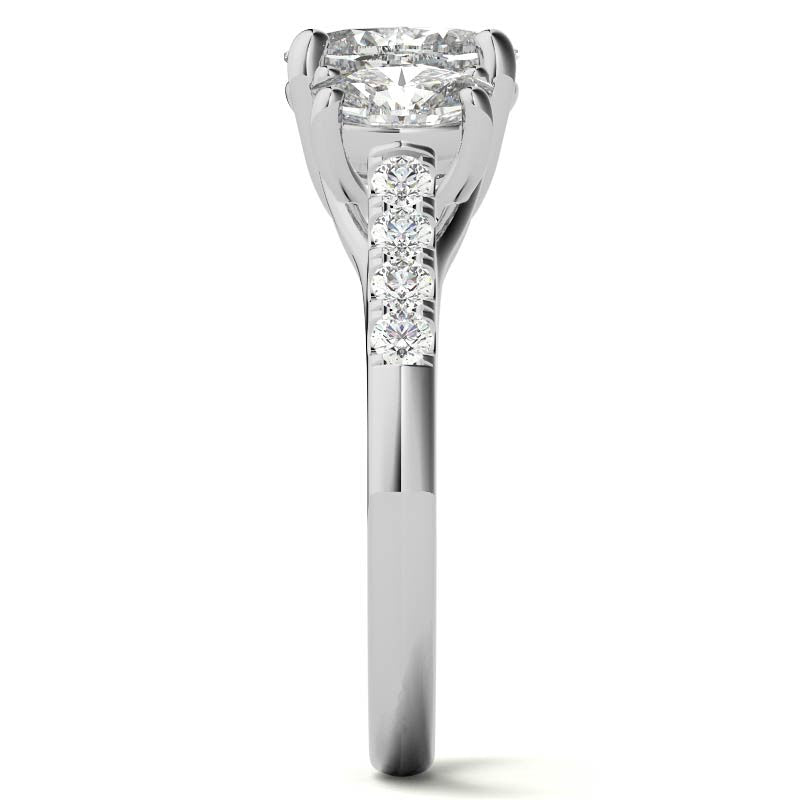 Three-Stone Oval Trellis Moissanite Engagement Ring
