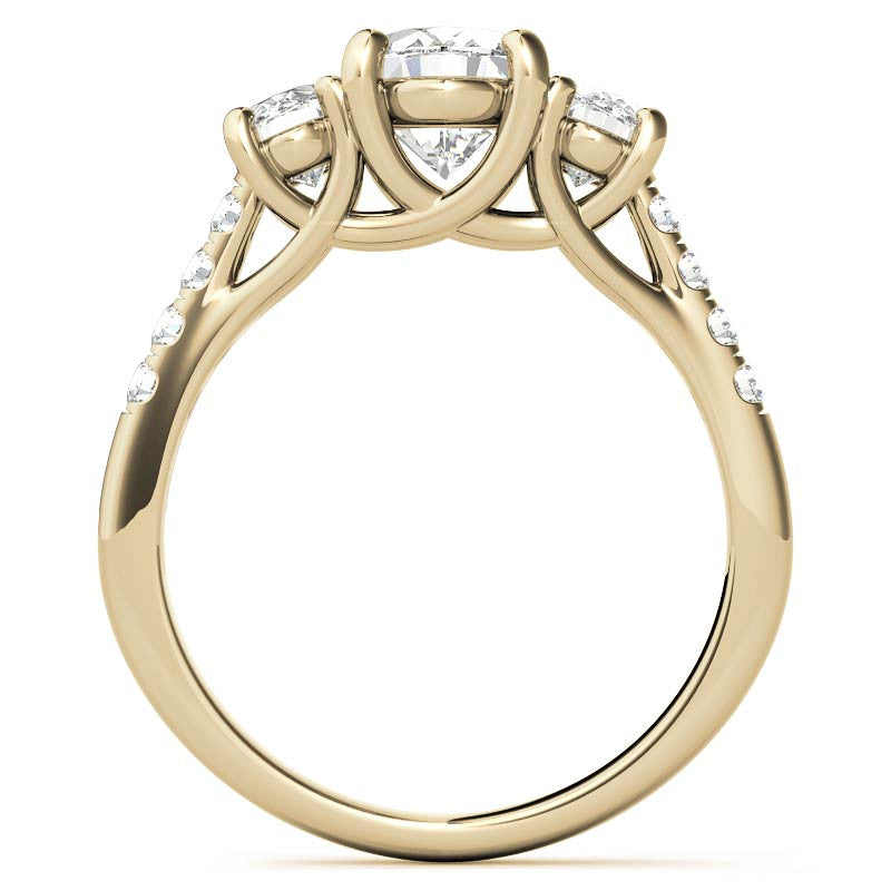 Three-Stone Oval Trellis Moissanite Engagement Ring