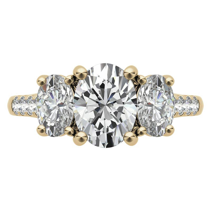 Three-Stone Oval Trellis Moissanite Engagement Ring