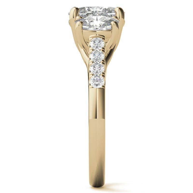 Three-Stone Oval Trellis Moissanite Engagement Ring