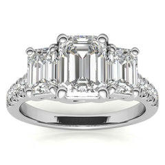 Three-Stone Radiant/Emerald Trellis Moissanite Engagement Ring