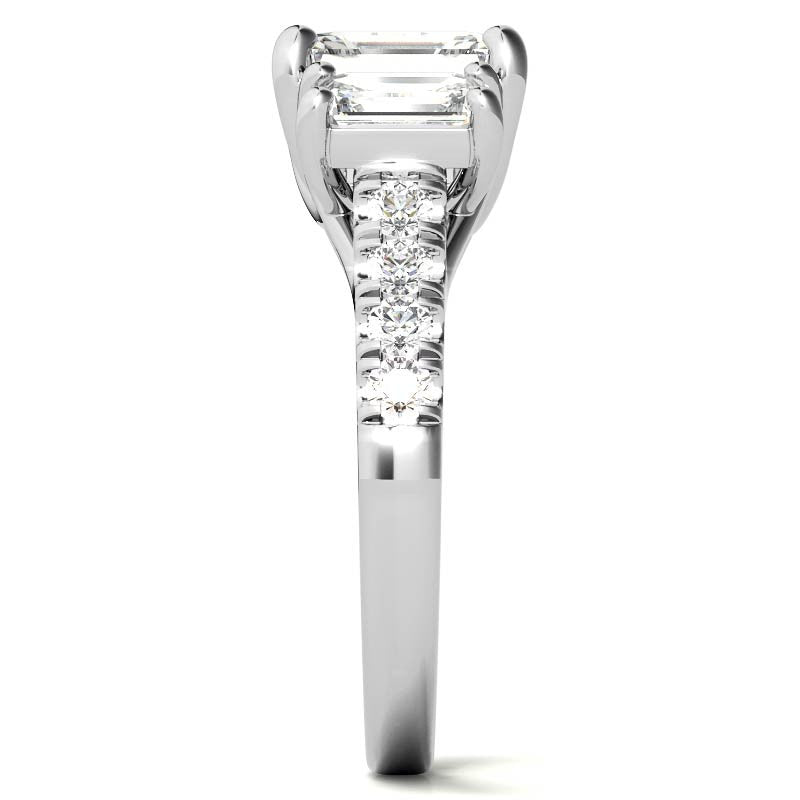 Three-Stone Radiant/Emerald Trellis Moissanite Engagement Ring