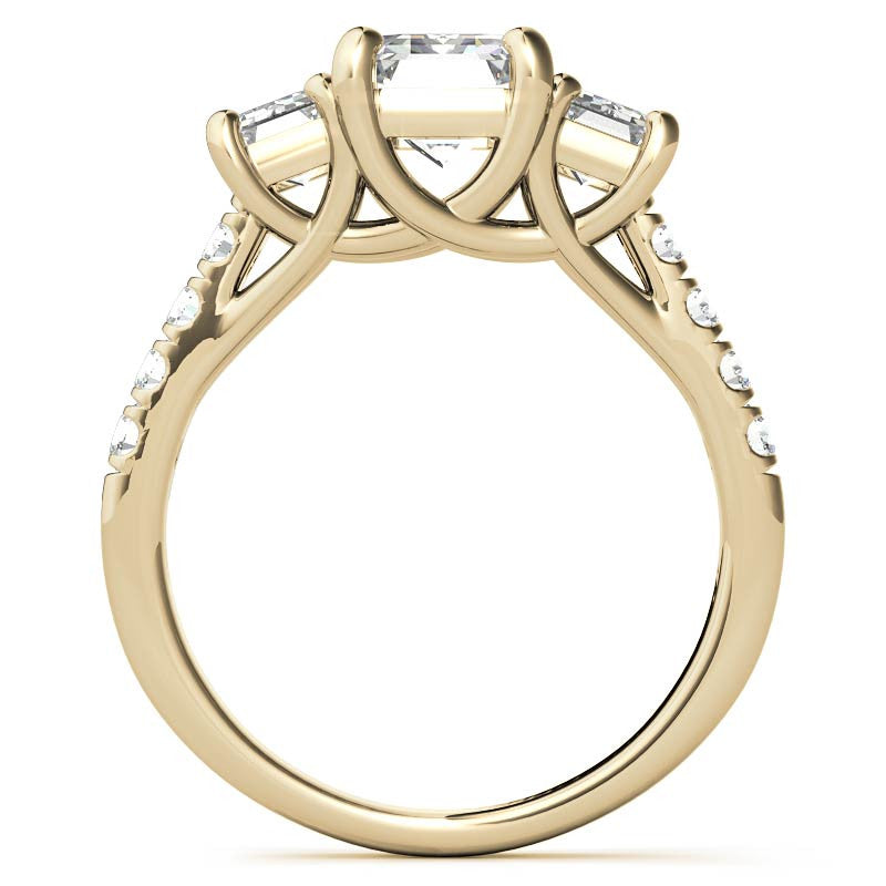 Three-Stone Radiant/Emerald Trellis Moissanite Engagement Ring