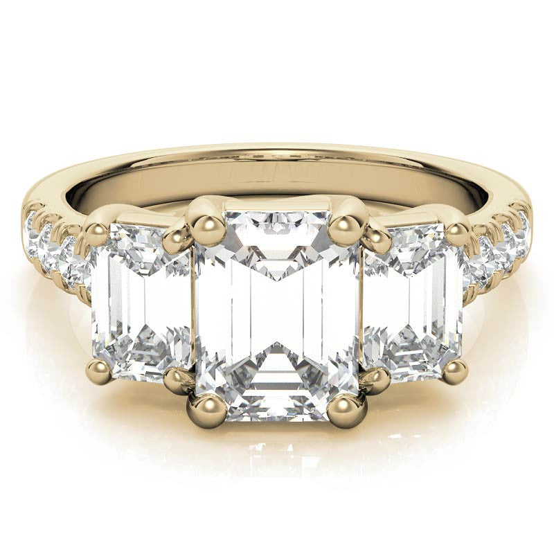 Three-Stone Radiant/Emerald Trellis Moissanite Engagement Ring