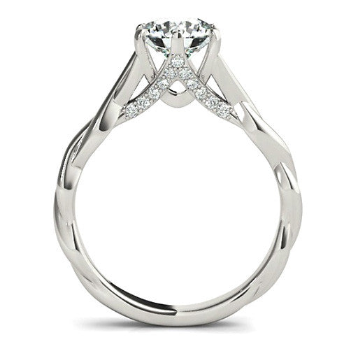 Round Brilliant Moissanite 6 Prong Twisted Engagement Ring