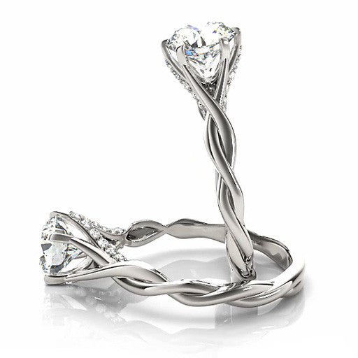 Round Brilliant Moissanite 6 Prong Twisted Engagement Ring